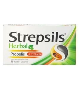 Strepsils Herbal Propolis + C Vitamini İçeren Takviye Edici Gıda 16 Pastil