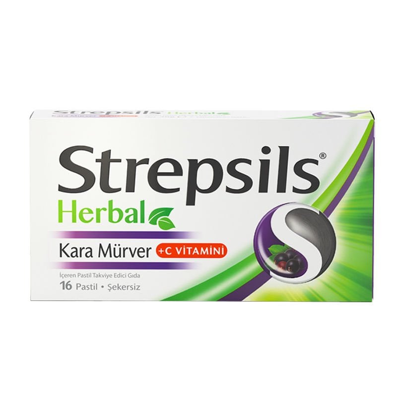 Strepsils Herbal Kara Mürver +C Vitamini 16 Pastil