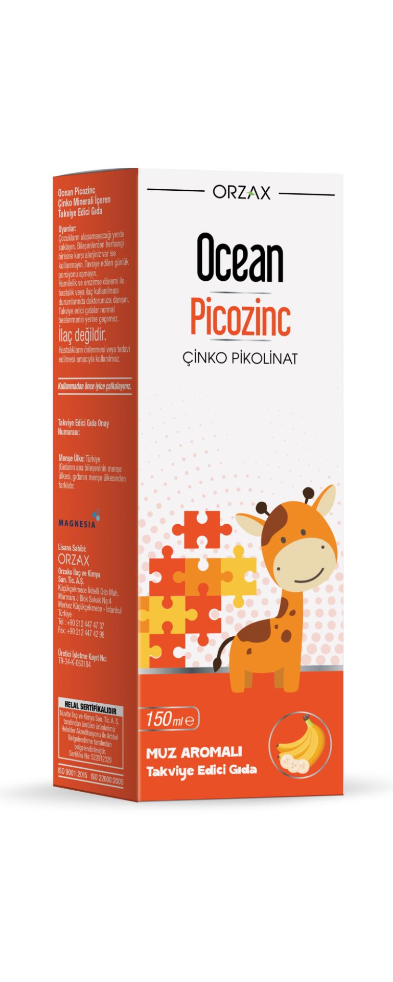 Orzax Ocean Çinko Bisglisinat 150 ml - Muz Aromalı