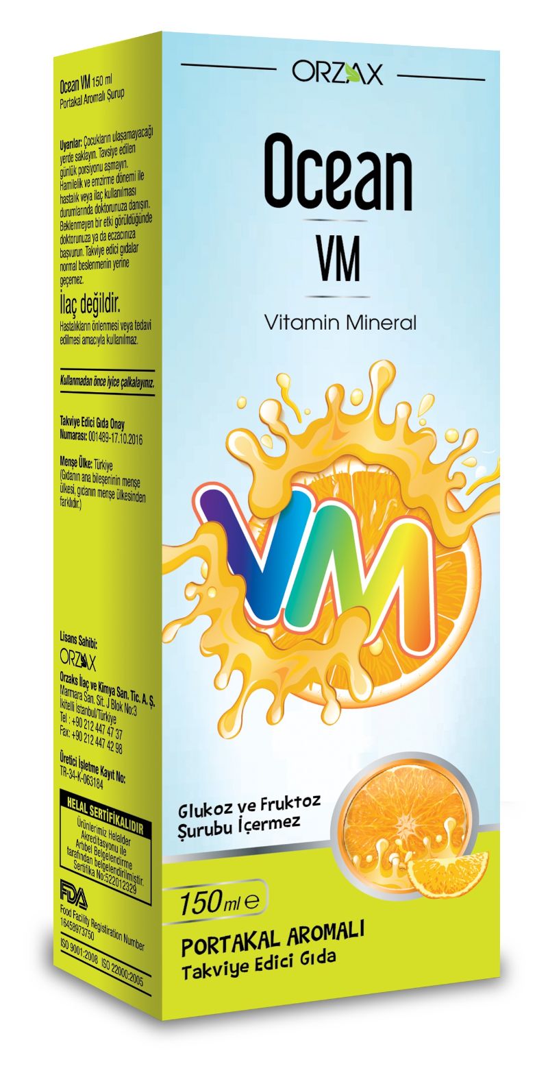 Orzax Ocean Vitamin Mineral - Portakal Aromalı 150ml
