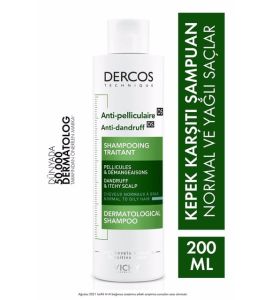 Vichy Dercos Anti Dandruff Kepek Karşıtı Şampuan 200 ml - Normal ve Yağlı Saçlar