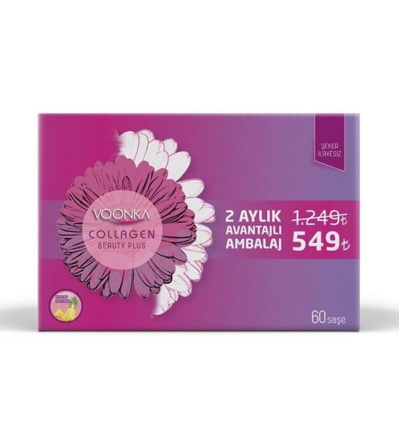 Voonka 60 Şaşe Collagen Beauty Plus Ananas Aromalı HAZİRAN 2024 MİADLI